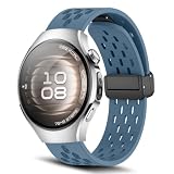 [RoSoki] 18mm バンド Huawei Watch GT 6/GT 5/GT 4 41mm / Huawei Watch 5 42mm /GT 5 Pro 42mm / Garmin Venu 4/Venu 3S 41mm / Forerunner 265S 対応 シリコン製 マグネット付き スポーツバンド 替えストラップ 交換ベルト 柔らかい 通気性 男女通用 （ ブルー ）