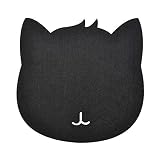 Jinmoioy マウスパッド 可愛い 猫型 フェルト テーブルマウスパッド スクラッチ防止 防塵 デスクパッド 猫グッズ 断熱性 滑り止め ミニ マウスパッド 小型 オフィス用 男女兼用 (ブラック)