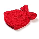 (ラボーグ)La vogueベビー用赤ちゃん用写真記念服装 リボン付き ニット帽子 鈎針編み風ハット 女の子向き子供 キッズ 特効撮影服 仮装衣装変身グッズ レッド