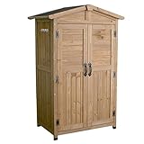 SINAPP 木製収納庫 三角屋根 屋外 物置 北欧 スリム 高さ 160cm SIK2169 ライトブラウン