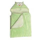 Baby Mink Premium Soft Sherpa Character Hooded Towel Blanket 39 L x 30 W Green Owl [並行輸入品]