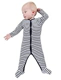 Plus Nao(プラスナオ) ベビー服 ロンパース 足つき 長袖 肌着 秋冬 ボーダー コットン100％ 男の子 女の子 赤ちゃん ベビー 60 65 70 75 ネイビー 75