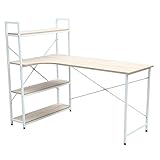 UNE BONNE(ウネボネ) L字デスク デスク ラック付きデスク PCデスク 勉強机 作業机 学習机 パソコン机 L字 ワークデスク　オーク