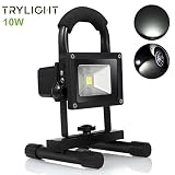 Trylight LED投光器 10W 超薄型ホワイト(6000K) 充電式 バッテリー内蔵 防水IP65 高輝度 作業灯 地震 防災対策 災害現場に大活躍 ポータブル式で運びやすい