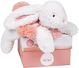 Doudou et Compagnie DC2682 25 cm Coral Pompon Rabbit Plush Toy by Doudou et Compagnie