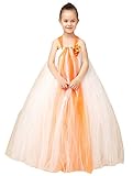 JSファッション チュールチュチュ プリンセスドレス 110-120サイズ ホワイト×オレンジ [並行輸入品]