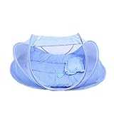 エルフ ベビー(Fairy Baby)音楽 折りたたみベビー蚊帳 枕と布団セット (110*65*60cm,ブルー)