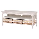 アンティーク風リビングボード 収納棚 【幅107cm】 木製 バスケット3つ付き RTV-1679