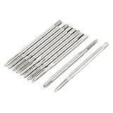 uxcell　プラグメトリックタップ　ハンドプラグタップ 高速度鋼　機械用　M2　HSS　3ストレートフルート　10個