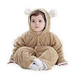 JUST clothing 赤ちゃん 子供 コスプレ 動物シリーズ 着ぐるみ 防寒 ロンパース パジャマ カバーオール ベビー (L, ブラウン)