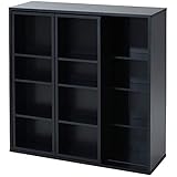 山善(YAMAZEN) 書棚 ブラック 90×29×92cm スライド本棚 コミック370冊収納 棚可動式 上下連結 CRSS-9090(BK)