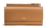 Coach 財布Saffiano Slim Envelope Wallet Zip Pouch Brown Gold Clutch [並行輸入品]