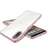 Xperia ACEii ケース クリア SONY ace2 SO-41B カバー スマホケース 耐衝撃 薄型 透明 ソフト TPU メッキ加工 エスクペリア ストラップホール付き 超軽量(ローズゴールド)