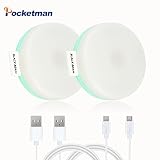 Pocketman LEDナイトライトfor Kids、RechargableベビーNurseryベッドサイドランプUSBケーブル、コードレス付きクローゼットライトwith 4500 Kホワイトライト