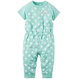 カーターズ ロンパース carter's 女の子用ターコイズブルー水玉模様xハート刺繍入りお出かけ用ジャンプスーツ (9months(... [並行輸入品]