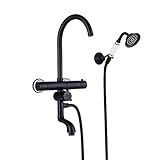 Rozin オイルは青銅をこすり サーモスタット バスタブの蛇口 ハンドシャワー装備 浴槽 風呂桶用 混合栓 壁取り付け