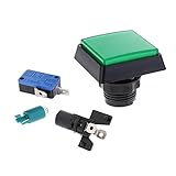 Fenteer ゲームボタン　アーケードボタン　LEDランプ付き　長方形　アーケードマシン　４色選べる - 緑