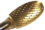 Champion Cutting Tool SE51 Tin Coated Miniature Bur, Oval Shape Solid Carbide, 1/4-Inch Cutter Diame