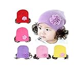 パイロットキャップ ニット帽子 ウィッグ付き ビニー ニットキャップ 新生児 赤ちゃん 全５色 子供帽子 幼児帽子 フラワーウィックニット帽子 ワッチー ワッチキャップ 花 コサージュ