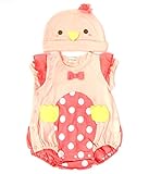 キッズズー　kids zoo　アニマルモチーフ 半袖カバーオール 帽子・巾着付き3点セット (ピンク)