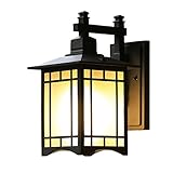 YJH+ パティオウォータープルーフウォールランプ、レトロ屋外バルコニーウォールランプコリドールアイルウォールライトガーデンライトブラックシングルヘッドE27,24 * 24 * 34CM 美しく、寛