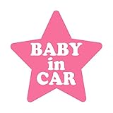 星型 Baby in car カッティングステッカー ピンク 桃