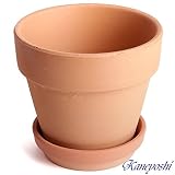 鉢 KANEYOSHI 【日本製/三河焼】 陶器 植木鉢 素焼き鉢 4.5号 【受皿付き】
