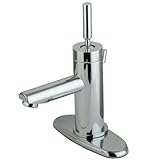 Kingston Brass KS8201DL Concord Single Handle Lavatory Faucet With Brass Pop-Up and Plate, Polished 