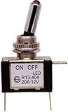 Bussmann BP / STT 20 Amp on-off Toggle Switch withクロームレバーと赤LED、12 VDCカード付（1パック）、1パック