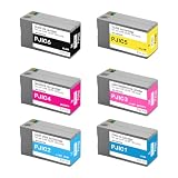 PP-50 PP-100 インクカートリッジ 6色セット PJIC1 PJIC2 PJIC3 PJIC4 PJIC5 PJIC6 C13S02A9991 DiscProducer PP-50 PP-100プリンターに最適 (ブラック、シアン、マゼンタ、イエロー、ライトシアン、ライトマゼンタ、6個)。