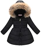 (コ-ランド) Co-land 子供服 ダウンジャケット キッズダウンコート 女の子ジャンパー フード ロング丈綿服 ガールズ上着 厚手 アウターウエア 防寒服 冬物 ブラック 140