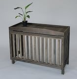 エアコン室外機カバー匠・たて格子（色：ブラウン）ヒバ材・木製【大型対応】