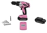 Pink Power PP182LI 18V Cordless Lithium Ion Drill Kit for Women with 2 Batteries, Case, Charger & Bi