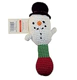 Baby Rattle - Snowman White - Soft, Charming and Cuddly, Hand Crocheted with Organic Bamboo Viscose 