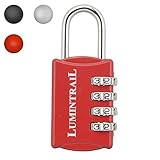 Lumintrail set-your-own 4桁の組み合わせ南京錠with 1インチシャックルロック – アソートカラー レッド LK20628