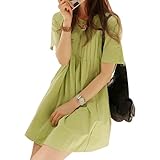 (マーシェル) Marshel マタニティ チュニック 夏に涼し気 リネン 麻 おしゃれ 半袖 グリーン XL