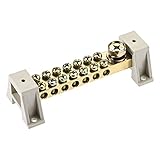 uxcell ターミナルアースバー アース端子台 アースターミナルブロック 真鍮 15ポジション 配電用 ブラケット付き