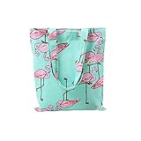 Happyハッピー耳　トートバッグ　レディース　キャンバス　フラミンゴ　学生　ショルダーバッグ　ライトグリーン (フラミンゴトートバッグ)