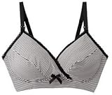 Angeliebe エンジェリーベ マタニティ インナー アンダー 楽々 ブラトップ 下着 産前 産後 ブラジャー 授乳ブラ L ブラック ボーダー