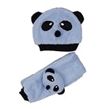(ビグッド)Bigood かわいい ニット帽子&マフラーセットキッズ 赤ちゃん ベビー用 帽子 パンダ模様 防寒 暖かい 幼児 ニットキャップ ライトブルー