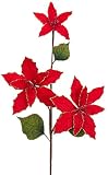 12個パック人工赤とゴールドグリッターポインセチアwith BerriesクリスマスSprays 23 "