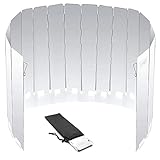 ウィンドスクリーン 大型風除板 防風板 反射板 アルミ製 折り畳み式 強化版 延長版 軽量 収納袋付き 固定ピン付き キャンプ用 BBQ 登山 バーベキュー キャンプ かぜよけ アウトドア 屋外 屋内 (16枚連結)