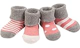 可愛い 厚手 ベビー ソックス 新生児 パイル もこもこ 靴下 キッズ 赤ちゃん ４足セット ピンク厚 M