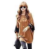 【Smile LaLa】 レディース 長袖 トップス Tシャツ チュニック カットソー ゆったり 大きい マタニティ バイカラー ロング 丈