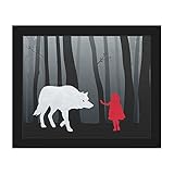LittleレッドRiding Hood and the Big Bad Wolf In The Forest Woods Graphic For Childsキッズ子供部屋壁アートプリント 16x2