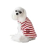 EDWIN エドウィン ドッグシャツ タンクトップ ボーダー | 袖なし ブランド 犬 犬服 小型犬 かわいい 可愛い シンプル 抗菌 ドッグウェア 犬服 通年使える ドッグウェア 室内着 犬 車内 犬服 お散歩 お出かけ アウトドア 旅行 ブランド (レッド, S)
