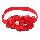 ノーブランド品 2枚　赤　花　赤ちゃん　女の子　写真撮影　ヘアバンド　ヘッドバンド　ターバン