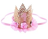 幼児赤ちゃん花ヘアアクセサリーレースCrown誕生日プリンセスヘアコーム US サイズ: M カラー: ピンク