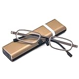 [REAVEE] 老眼鏡 スクエア型 携帯用 ケース付け 超軽量TR90フレーム ブルーライトカット 男女兼用 おしゃれ 度数 「+2.0」グレー