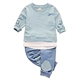 Ochine 上下2点セット ロングパンツ&ブラウス 綿製品 子供服 スウェット キッズ ベビー服 男女兼用 秋冬 長ズボン ポケット付き上着 贈り物 プレゼント 80 90 100 110